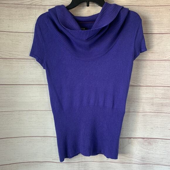 Apt. 9 Purple Cowl Neck Sweater Short Sleeves Fitted Size XS - Picture 6 of 16